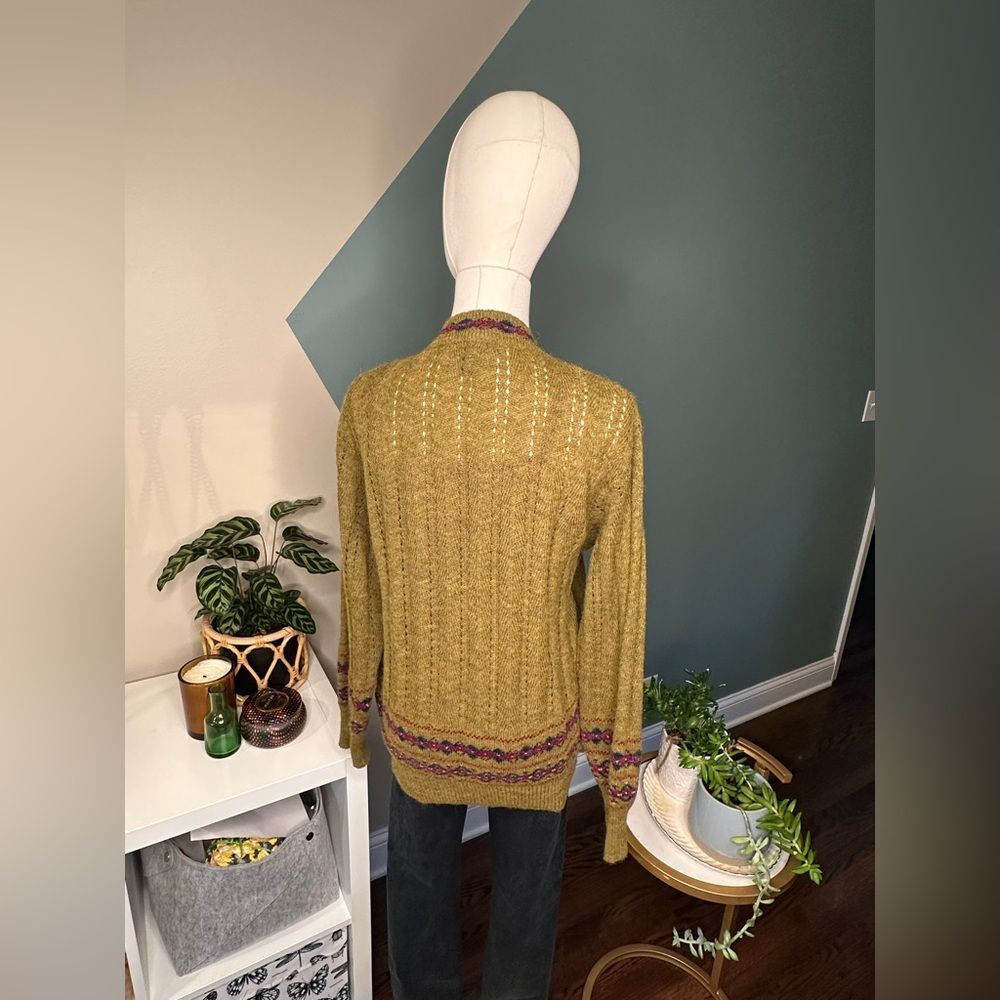 Vintage Episode Alpaca Wool Blend Cardigan Fair Isle Knit Cottagecore/Boho Sz M - Picture 4 of 10